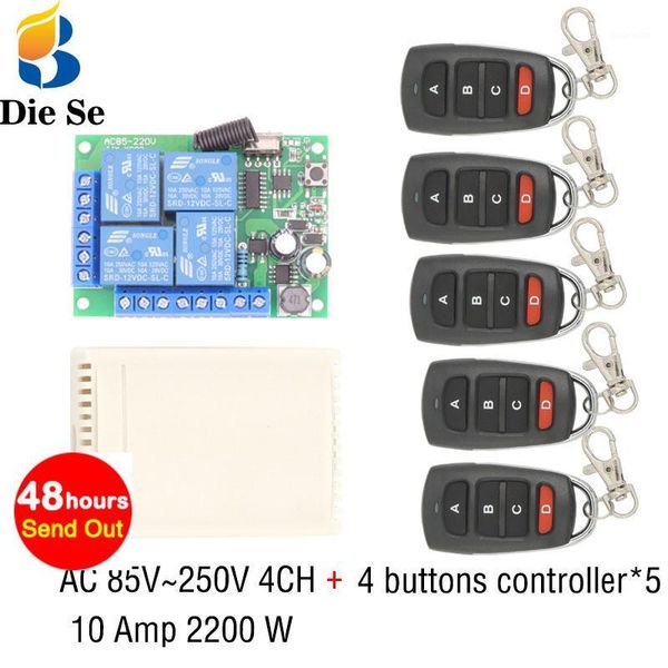 433mhz universal wireless remote control ac 110v 220v 10amp 2200w 4ch relay receiver module rf switch for gate garage opener1
433mhz universal wireless remote control ac 110v 220v 10amp 2200w 4ch relay receiver module rf switch for gate garage opener1