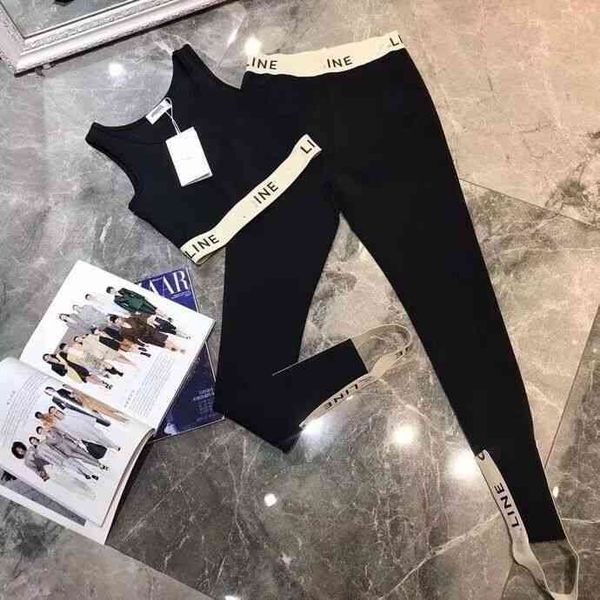2022 factory wholesale new model spring and summer letter ribbon elastic vest sports foot stepping yoga suit women, White
2022 factory wholesale new model spring and summer letter ribbon elastic vest sports foot stepping yoga suit women, White