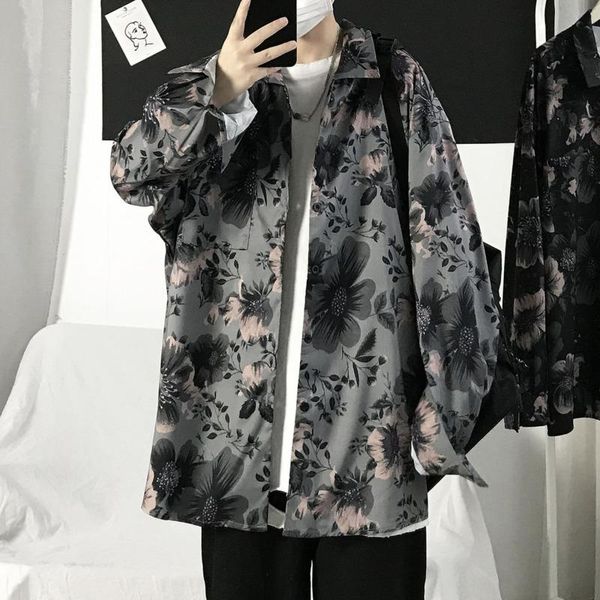 spring summer thin floral shirt men's fashion print casual shirt men streetwear korean long-sleeved shirts mens dress, White;black
spring summer thin floral shirt men's fashion print casual shirt men streetwear korean long-sleeved shirts mens dress, White;black