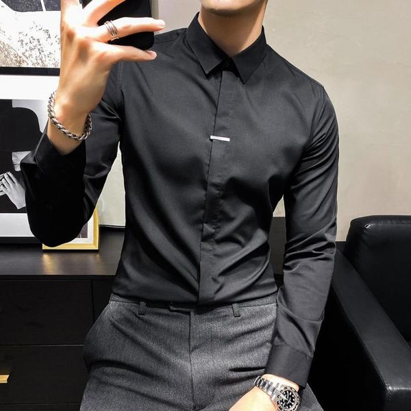 men's casual shirts 4colors spring business long sleeve for men clothing 2021 simple slim fit night club prom tuxedo dress 3xl, White;black
men's casual shirts 4colors spring business long sleeve for men clothing 2021 simple slim fit night club prom tuxedo dress 3xl, White;black