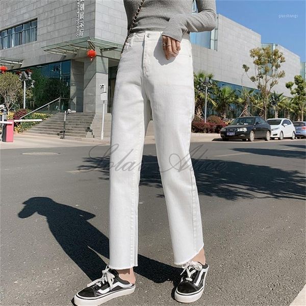 women's fall 2020 new ankle length straight jeans loose high waist edge white casual pants1, Blue
women's fall 2020 new ankle length straight jeans loose high waist edge white casual pants1, Blue