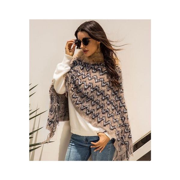 women ladies winter warm casual printed faux fur collar tassel cape poncho lightweight roud neck loose outerwear, Black
women ladies winter warm casual printed faux fur collar tassel cape poncho lightweight roud neck loose outerwear, Black