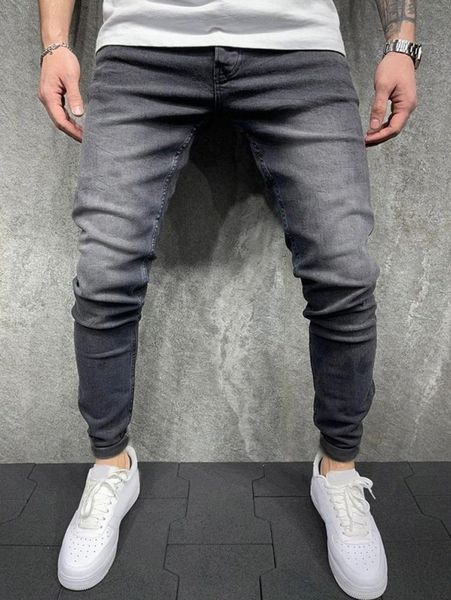 men slant pocket skinny jeans p93l#, Blue