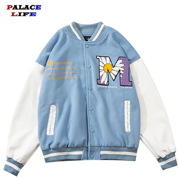 hip hop patchwork baseball jackets mens letter daisy flowers patch leather bomber jackets men spring oversized streetwear coats 220124, Black;brown
hip hop patchwork baseball jackets mens letter daisy flowers patch leather bomber jackets men spring oversized streetwear coats 220124, Black;brown