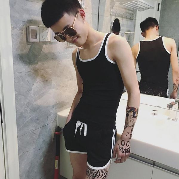 men's sleepwear vest men slim square collar tight cotton contrast color low fitness base, Black;brown
men's sleepwear vest men slim square collar tight cotton contrast color low fitness base, Black;brown