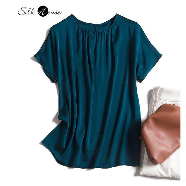 elegant silk women's silk double-sided solid color satin short-sleeved t-shirt women, White
elegant silk women's silk double-sided solid color satin short-sleeved t-shirt women, White