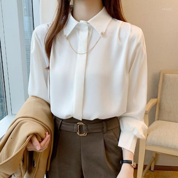 2021 spring new women solid lantern sleeve chiffon blouse elegantce office lady white shirt with chain loose casual t00006t1
2021 spring new women solid lantern sleeve chiffon blouse elegantce office lady white shirt with chain loose casual t00006t1