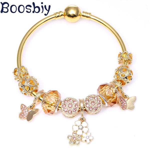 new arrival gold color snake chain charm bangle with cherry blossoms & butterflies pendants diy brand jewelry gift for women, Golden;silver
new arrival gold color snake chain charm bangle with cherry blossoms & butterflies pendants diy brand jewelry gift for women, Golden;silver