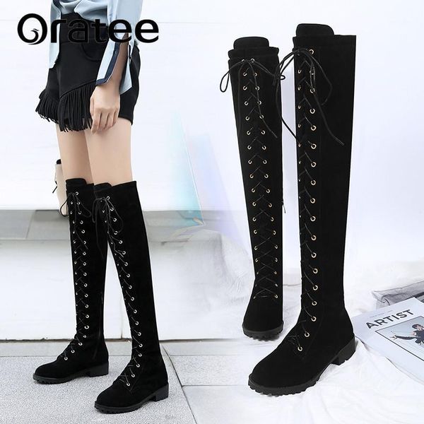 boots lace up over knee women flats shoes woman square heel rubber flock botas winter thigh high 33-431, Black
boots lace up over knee women flats shoes woman square heel rubber flock botas winter thigh high 33-431, Black