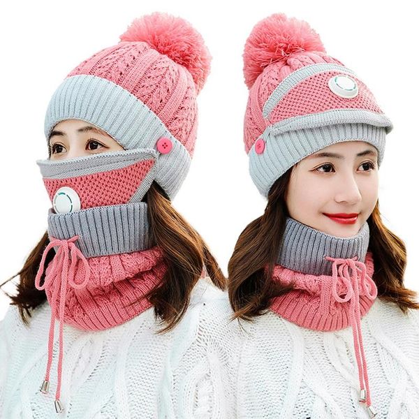 women winter knit beanies hat with bib and mask female ear skullies hat warm velvet thick riding wool cap solid color outdoor, Blue;gray
women winter knit beanies hat with bib and mask female ear skullies hat warm velvet thick riding wool cap solid color outdoor, Blue;gray