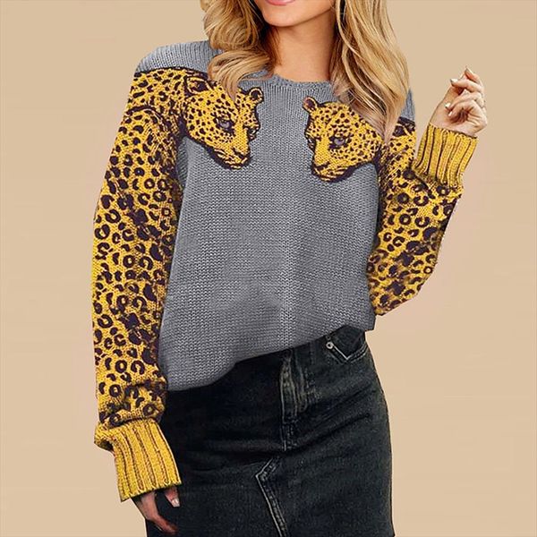 leopard printed sweater women autumn animal print patchwork o neck long sleeve pullover loose jumper sweater pull femme, White;black
leopard printed sweater women autumn animal print patchwork o neck long sleeve pullover loose jumper sweater pull femme, White;black