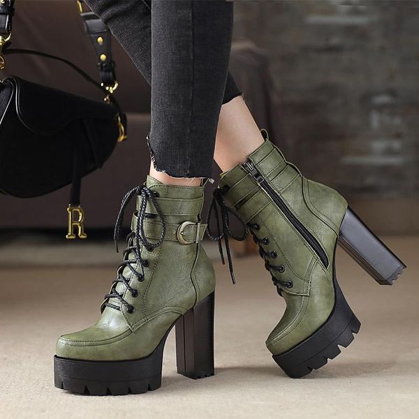 2020 platform women boots square high heel ankle boots lace up zipper motorcycle autumn winter plush ladies shoes, Black
2020 platform women boots square high heel ankle boots lace up zipper motorcycle autumn winter plush ladies shoes, Black