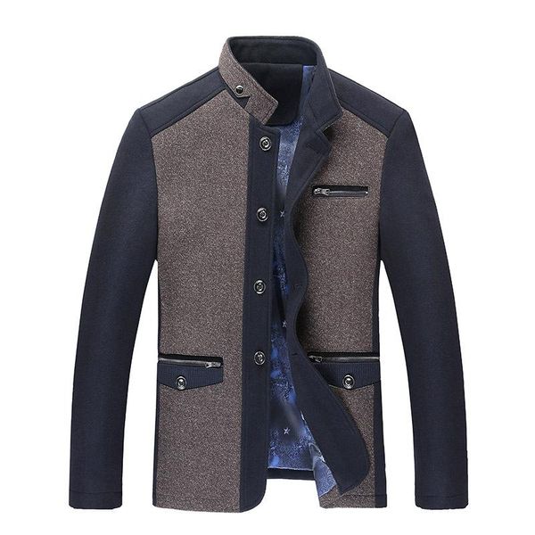 2020 men's autumn new panel stand collar jacket fashion single-breasted jacket, Black;brown
2020 men's autumn new panel stand collar jacket fashion single-breasted jacket, Black;brown