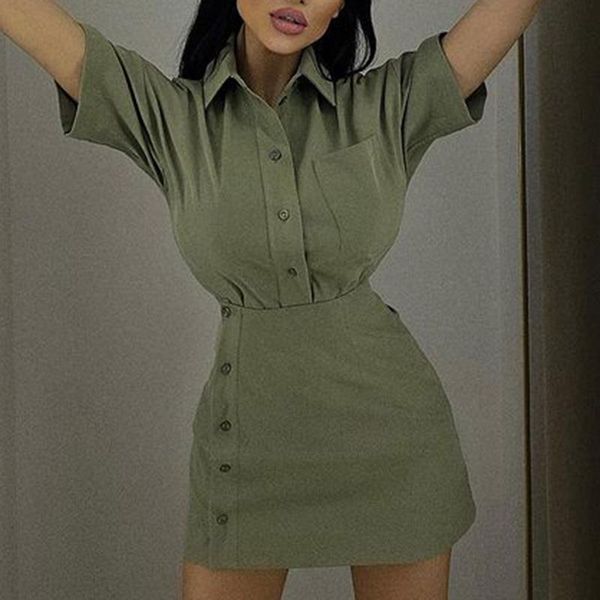 fashion turn down collar short sleeve blouses suits women elegant casual mini suit women front buttons skirts suits ladies, Gray
fashion turn down collar short sleeve blouses suits women elegant casual mini suit women front buttons skirts suits ladies, Gray