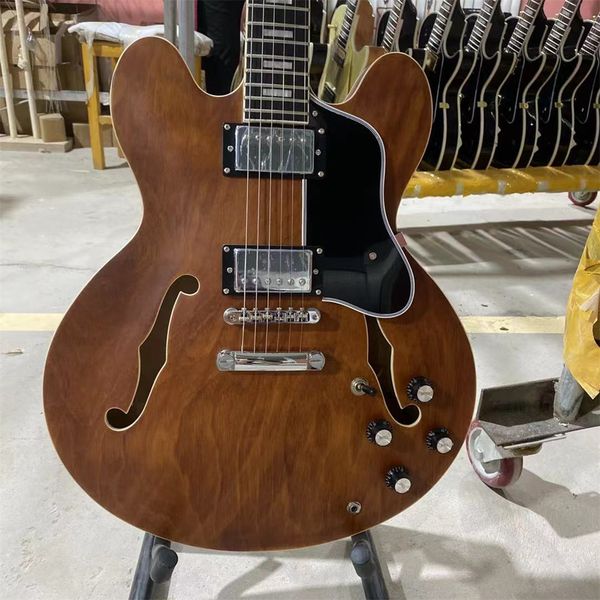 jazz electric guitar semi hollow body transparent brown color ebony fingerboard matte finished guitars guitarra
jazz electric guitar semi hollow body transparent brown color ebony fingerboard matte finished guitars guitarra