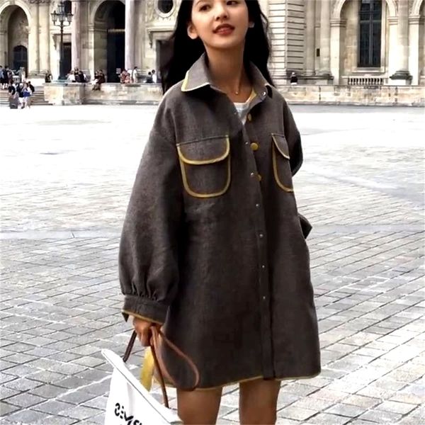 2021 new women autumn trench retro loose casual spring manteau femme lattice lapel slim windbreaker long coat women's f22, Black
2021 new women autumn trench retro loose casual spring manteau femme lattice lapel slim windbreaker long coat women's f22, Black