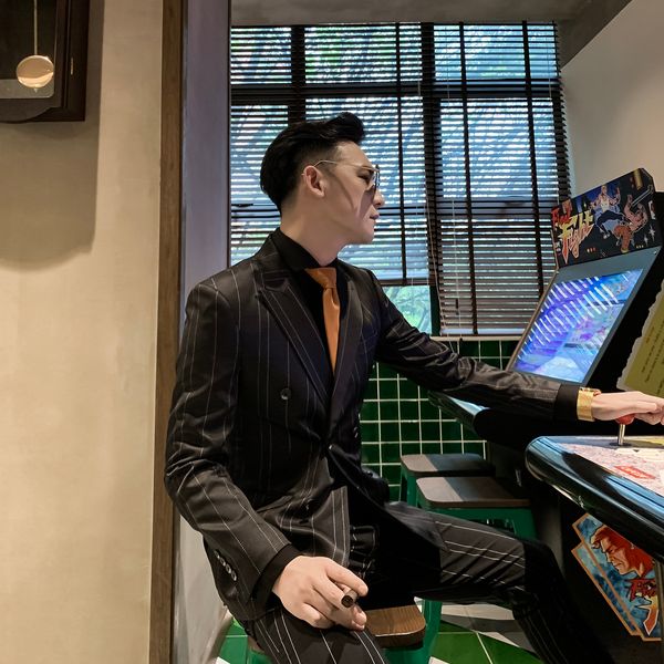 daio mens korean british men's striped capris 2-piece suit slim casual
daio mens korean british men's striped capris 2-piece suit slim casual