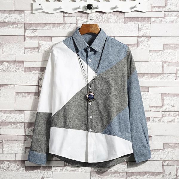 #0204 spring 2020 spliced color japanese style casual long sleeve shirts for men lapel collar fashions mens shirts slim fit, White;black
#0204 spring 2020 spliced color japanese style casual long sleeve shirts for men lapel collar fashions mens shirts slim fit, White;black