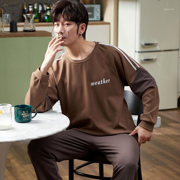long sleeve homewear full cotton pajama sets for men autumn winter casual solid color pyjama male lounge clothes1, Black;brown
long sleeve homewear full cotton pajama sets for men autumn winter casual solid color pyjama male lounge clothes1, Black;brown