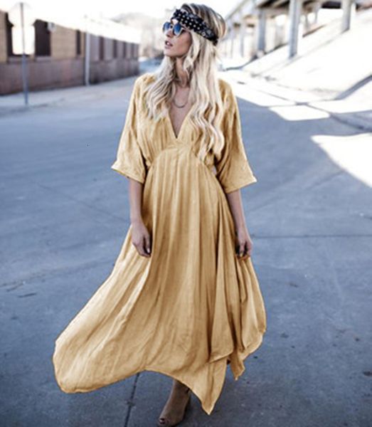 2021 new summer simple v-neck batwing sleeve boho beach women robe femme casual loose maxi es u5op, Black;gray
2021 new summer simple v-neck batwing sleeve boho beach women robe femme casual loose maxi es u5op, Black;gray