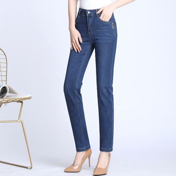 tall-waisted from mom's vintage stretch to the classic comfortable women thin pencil denim pants older ladies xm75, Blue 
tall-waisted from mom's vintage stretch to the classic comfortable women thin pencil denim pants older ladies xm75, Blue