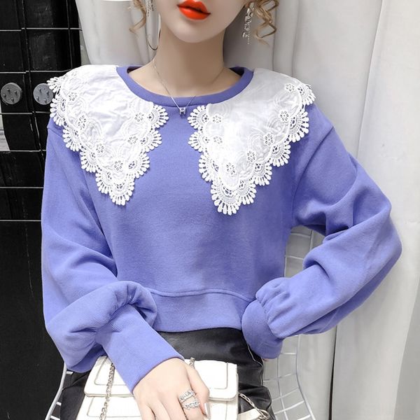 4wnbu 2020 autumn and winter new women style short sweater women's loose round neck stitching lace lacelace iudnm korean lacefor, Black
4wnbu 2020 autumn and winter new women style short sweater women's loose round neck stitching lace lacelace iudnm korean lacefor, Black