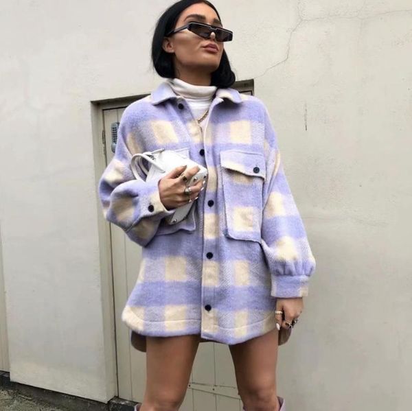 2021 autumn winter fashion women's plaid woolen coat buttons pockets female jackets coat streetwear ladies spring loose coats, Black;brown
2021 autumn winter fashion women's plaid woolen coat buttons pockets female jackets coat streetwear ladies spring loose coats, Black;brown