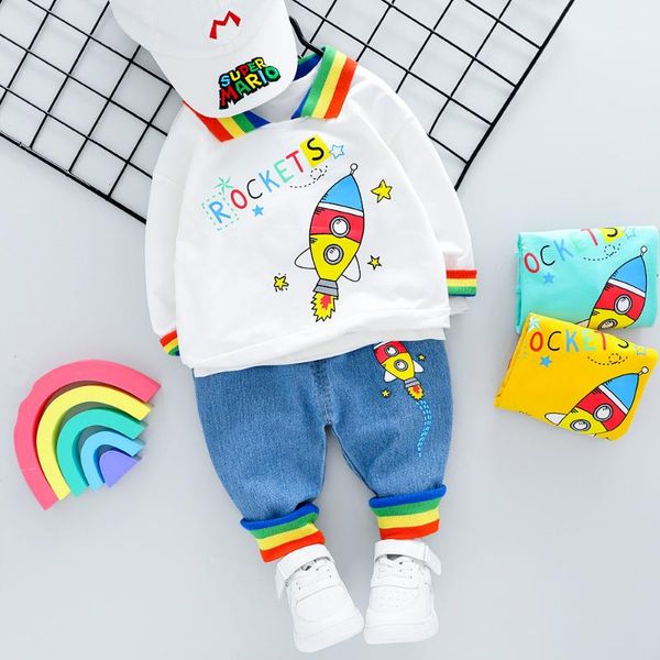 autumn baby long sleeve for clothing boys girls cotton outfit suit cartoon rocket letter coat + tshirt +pants, White
autumn baby long sleeve for clothing boys girls cotton outfit suit cartoon rocket letter coat + tshirt +pants, White