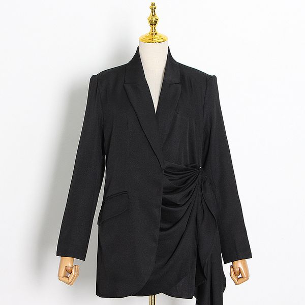 2020 autumn new fashion tailored collar irregular single-breasted design solid color korean style elegant slimming suit coat, White;black
2020 autumn new fashion tailored collar irregular single-breasted design solid color korean style elegant slimming suit coat, White;black