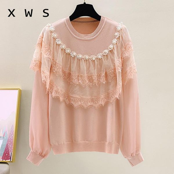 women's sweaters 2021 elegant office oversized sweater women loose casual long sleeve lace patchwork beading kint autumn pullover femal, White;black
women's sweaters 2021 elegant office oversized sweater women loose casual long sleeve lace patchwork beading kint autumn pullover femal, White;black