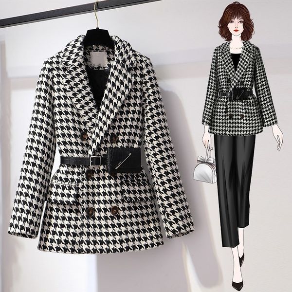 oversize 4xl women's winter 2021new double breasted loose houndstooth wool jacket warm vintage female woolen coat outerwear, Black
oversize 4xl women's winter 2021new double breasted loose houndstooth wool jacket warm vintage female woolen coat outerwear, Black