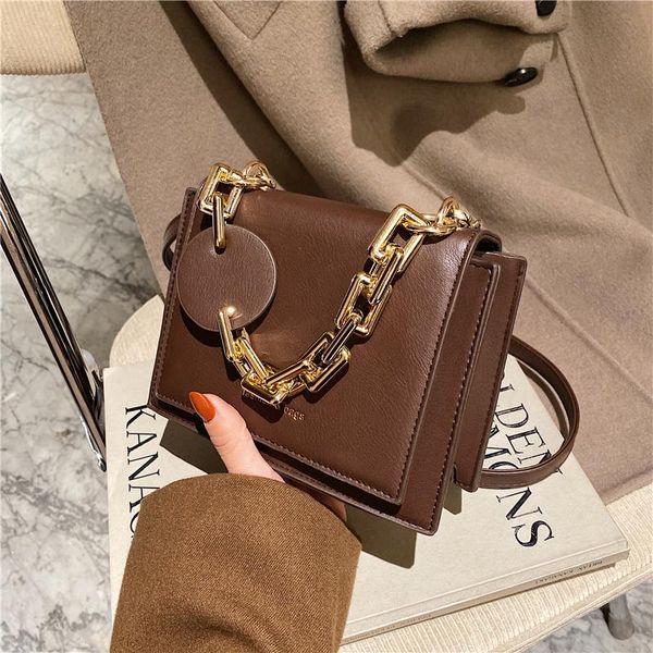 cross body small luxury women's bag, heavy chain leather, black, winter, 2021
