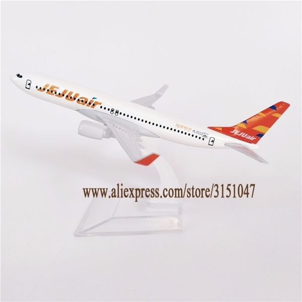 16cm Korean Jeju Air Airlines Boeing 737 B737-800 Airline Airplane Model Plane Alloy Metal Aircraft Diecast Toy Kids Gift Y200428