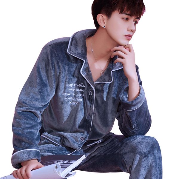 h5882 men pajamas set thickened flannel autumn winter sleepwear male warm plus size long sleeve coral fleece home wear nightgown, Black;brown
h5882 men pajamas set thickened flannel autumn winter sleepwear male warm plus size long sleeve coral fleece home wear nightgown, Black;brown