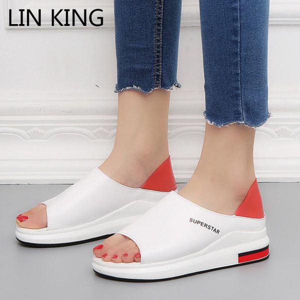 lin king new women pu leather sandals big size thick sole wedges platform shoes ladies outside footwear student sandals big size, Black
lin king new women pu leather sandals big size thick sole wedges platform shoes ladies outside footwear student sandals big size, Black