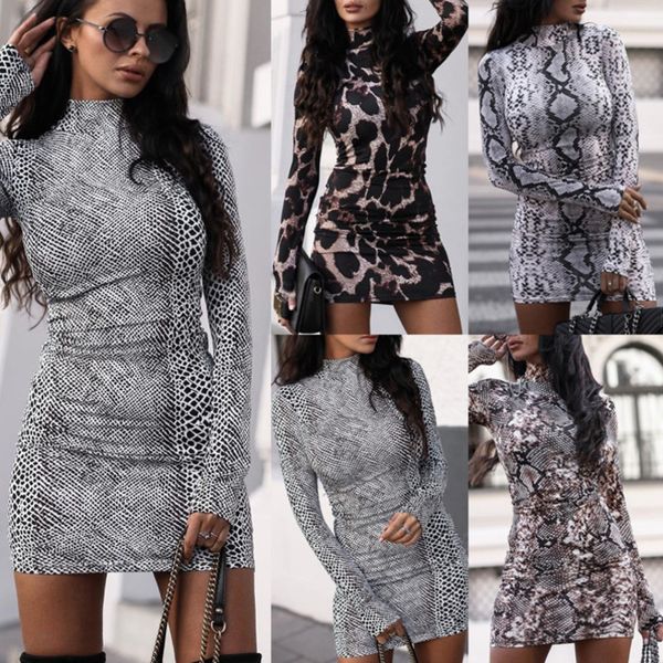 women dresses fashion snake printing long sleeve stand neck slim dress ladies mini mid skirt nightclub leisure clothing, Black;gray
women dresses fashion snake printing long sleeve stand neck slim dress ladies mini mid skirt nightclub leisure clothing, Black;gray