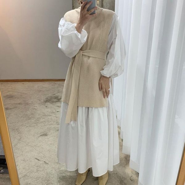 women's tracksuits chic autumn winter 2 piece set o-neck pleated loose dress + drawstring mid-length vest sweaters 2021 elegant suit, Gray
women's tracksuits chic autumn winter 2 piece set o-neck pleated loose dress + drawstring mid-length vest sweaters 2021 elegant suit, Gray