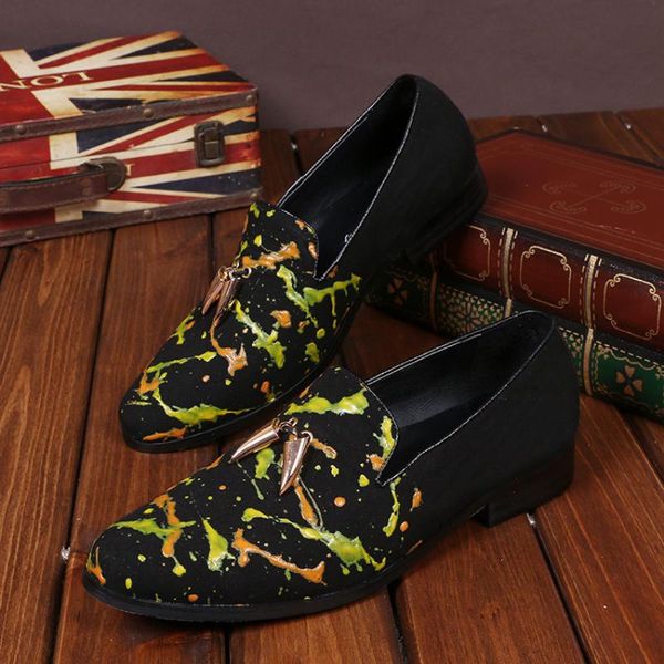 christia bella big size colour doodling black suede leather man slip on shoes party man smoking slippers shoes men's flats 
christia bella big size colour doodling black suede leather man slip on shoes party man smoking slippers shoes men's flats