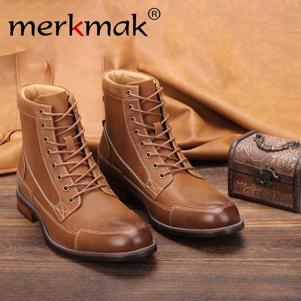 merkmak mens boots lace-up ankle boots leather men shoes autumn fashion durable big size male casual footwea, Black
merkmak mens boots lace-up ankle boots leather men shoes autumn fashion durable big size male casual footwea, Black
