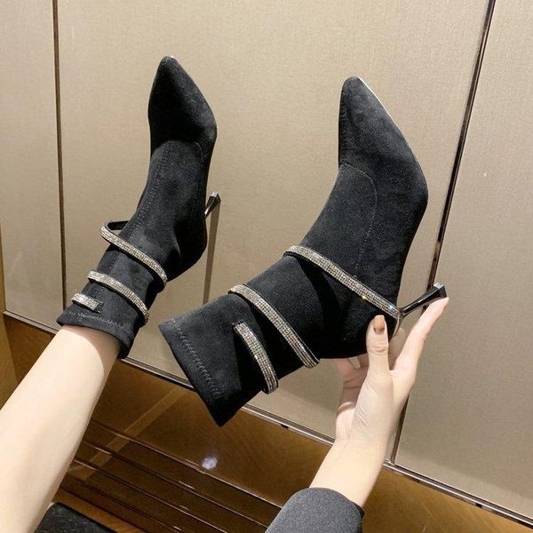 fall 2020 new pointed toe fashion boots rhinestone french high heels women's stiletto heels fashion slim short boots, Black
fall 2020 new pointed toe fashion boots rhinestone french high heels women's stiletto heels fashion slim short boots, Black