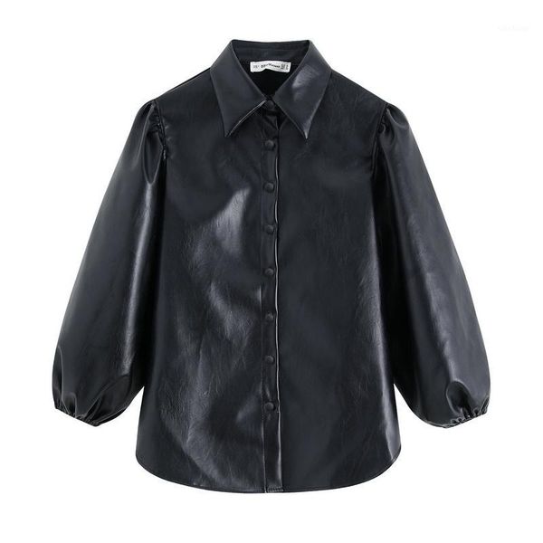 women's blouses & shirts personality women black shirt autumn 2021 fashion faux pu leather modern lady casual 1, White
women's blouses & shirts personality women black shirt autumn 2021 fashion faux pu leather modern lady casual 1, White