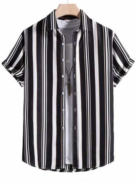 men striped print shirt without tee p5zs#, White;black
men striped print shirt without tee p5zs#, White;black