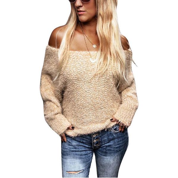 autumn winter sweaters for women casual computer knitted slash neck pullovers strapless sweater women, White;black
autumn winter sweaters for women casual computer knitted slash neck pullovers strapless sweater women, White;black