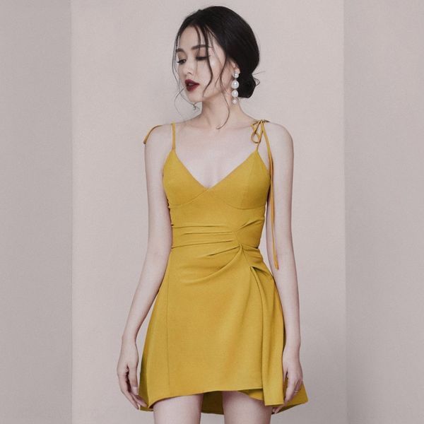 women's 2020 summer new elegant sling lace-up v-neck dresssling dress yellow slimming dress for women 0wyce, Black;gray
women's 2020 summer new elegant sling lace-up v-neck dresssling dress yellow slimming dress for women 0wyce, Black;gray