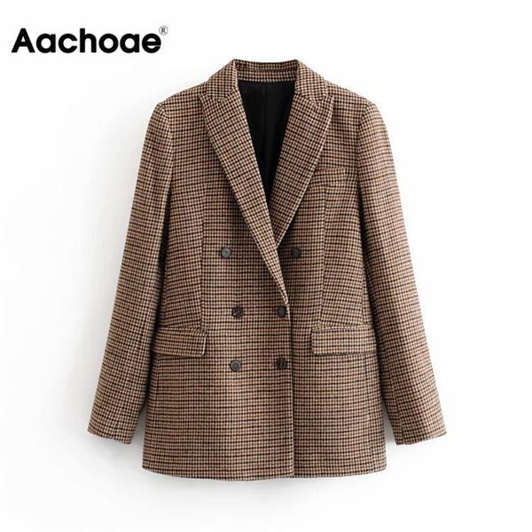 vintage casual plaid blazer women fashion double breasted office ladies jacket coat female notched collar long sleeve suits y200107, White;black
vintage casual plaid blazer women fashion double breasted office ladies jacket coat female notched collar long sleeve suits y200107, White;black
