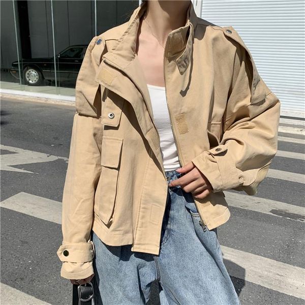 women's jackets wowen's autumn jacket drop shoulder zip wide-waisted oversize safari style female coat with big pockets short, Black;brown
women's jackets wowen's autumn jacket drop shoulder zip wide-waisted oversize safari style female coat with big pockets short, Black;brown