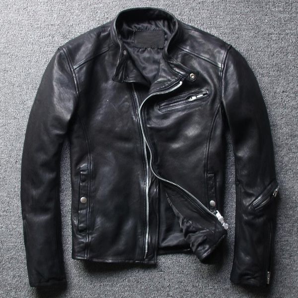 2020 men's tight style italy sheepskin leather jacket with pockets slim fit bikter jacket for men real leather coat for male1, Black
2020 men's tight style italy sheepskin leather jacket with pockets slim fit bikter jacket for men real leather coat for male1, Black