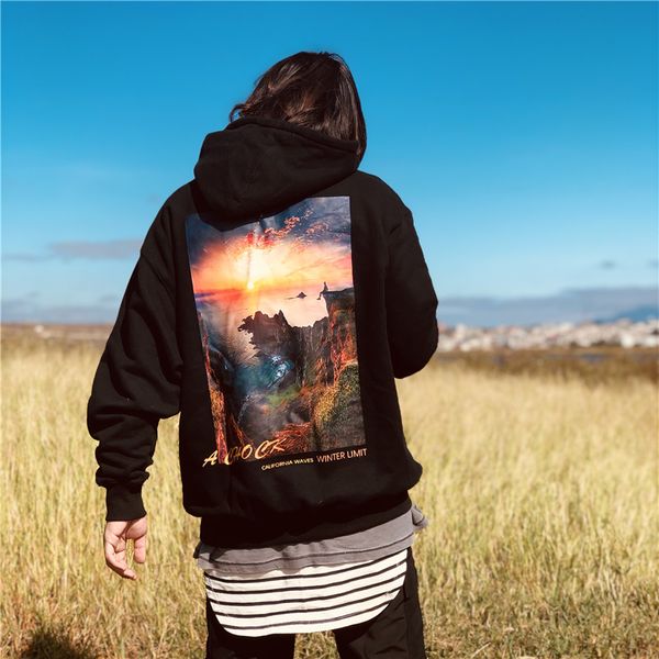 a chock 2021 men's new sunrise artistic conception landscape long-sleeved cotton hooded sweater, Black
a chock 2021 men's new sunrise artistic conception landscape long-sleeved cotton hooded sweater, Black