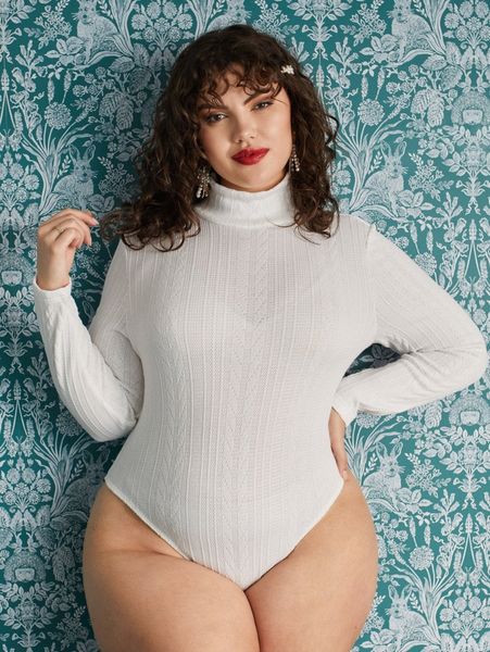 plus solid high neck bodysuit v0bj#, Black
plus solid high neck bodysuit v0bj#, Black