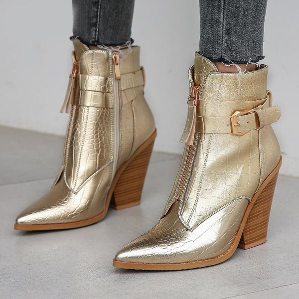 gold snake print ankle boots for women wedges high heels boots woman runway design chunky heels botas mujer western, Black
gold snake print ankle boots for women wedges high heels boots woman runway design chunky heels botas mujer western, Black